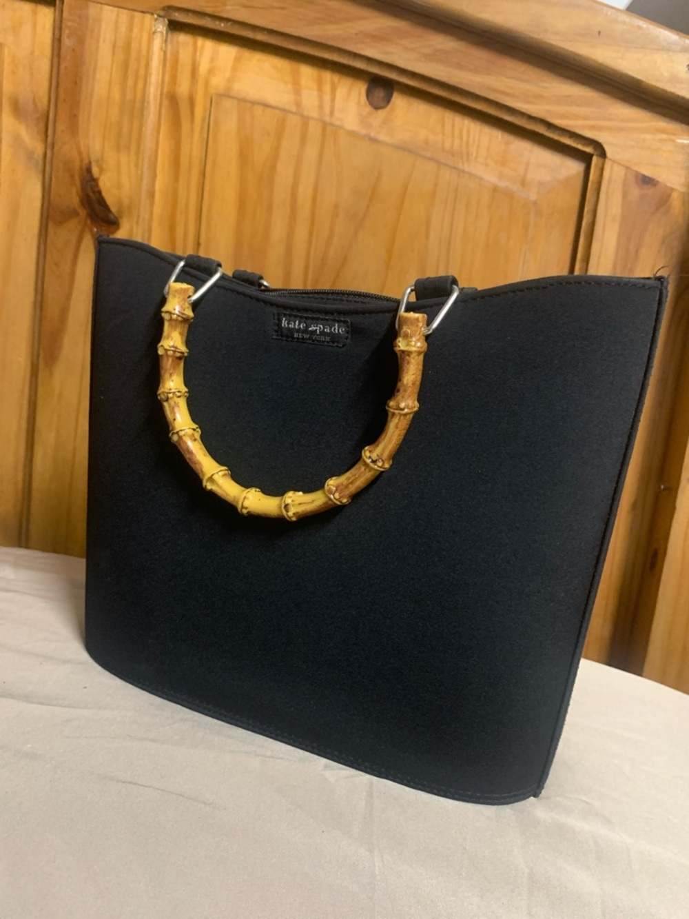 kate spade Black Tote with Bamboo-Style Handles